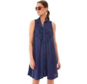 Tuckernuck Pomander Place Dutton Sleeveless Button Down navy blue Dress Sz Large